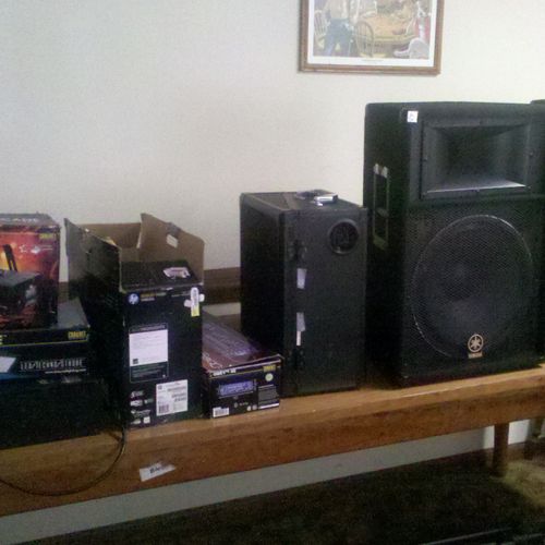 This is a picture of my Speakers, Amplifier, CD Mi