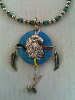 Eagle Medicine Wheel on Turquoise with peace pipe 