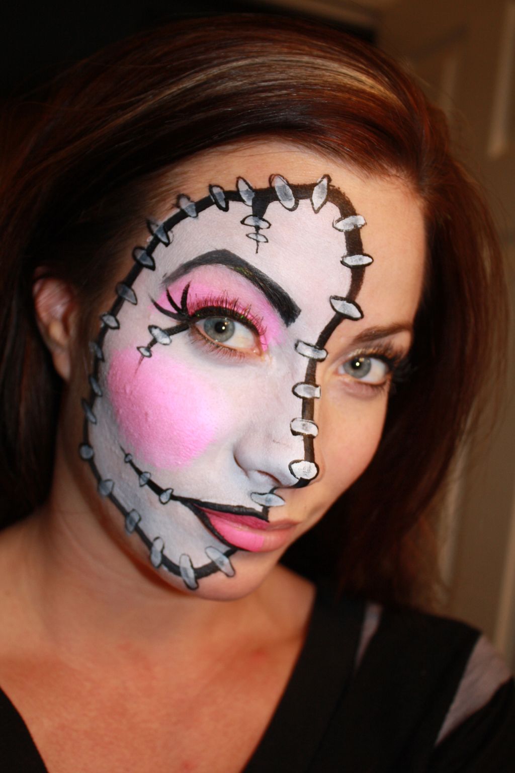 Stitched on Doll Face for halloween