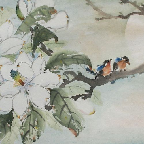 Magnolia In Moonlight
Oriental Brush Painting by D