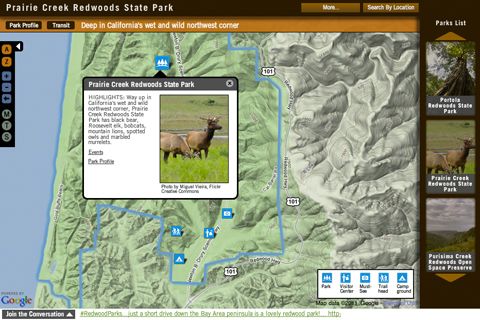Interactive web map featuring Google Maps, a MySQL