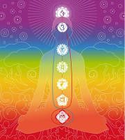 Seven major chakras -energy centers - associated w