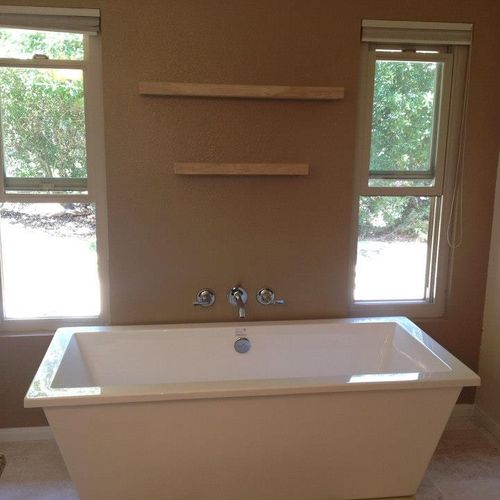 Soaking Tub and Floating Shelves in Riverside, CA