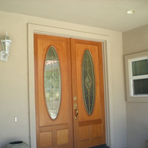 Front doors after being "hand washed" stained & cl