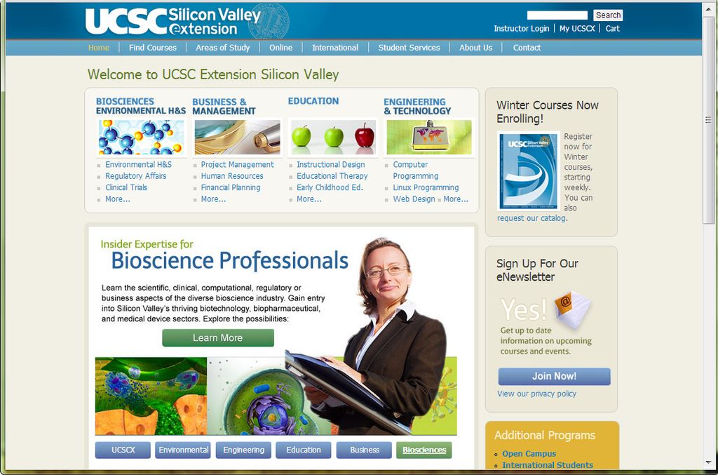 UCSC Extension
CMS website designed and developed 