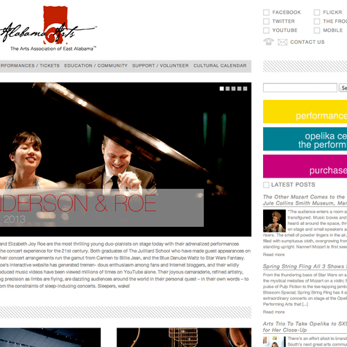 Web Design and Branding for East Alabama Arts. See