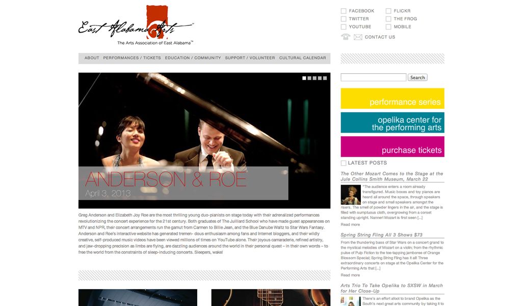 Web Design and Branding for East Alabama Arts. See