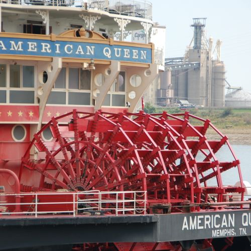 The American Queen Riverboat docked at the St. Lou