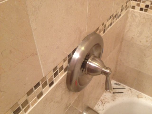 Typical diverter installation with typical tile in