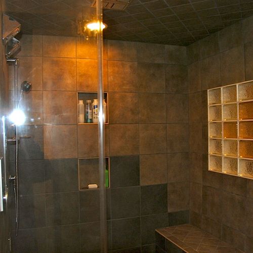 Tile work on basement shower