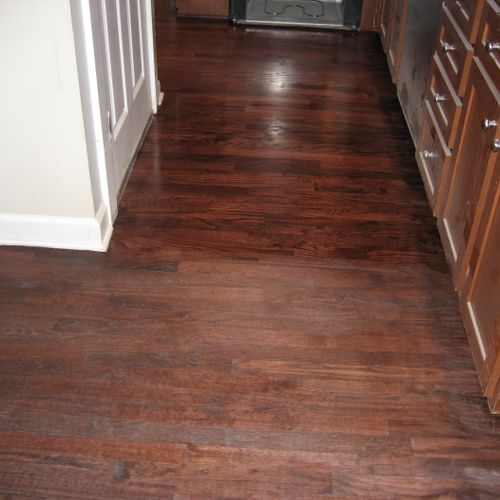 Re-sanded floor with a dark stain