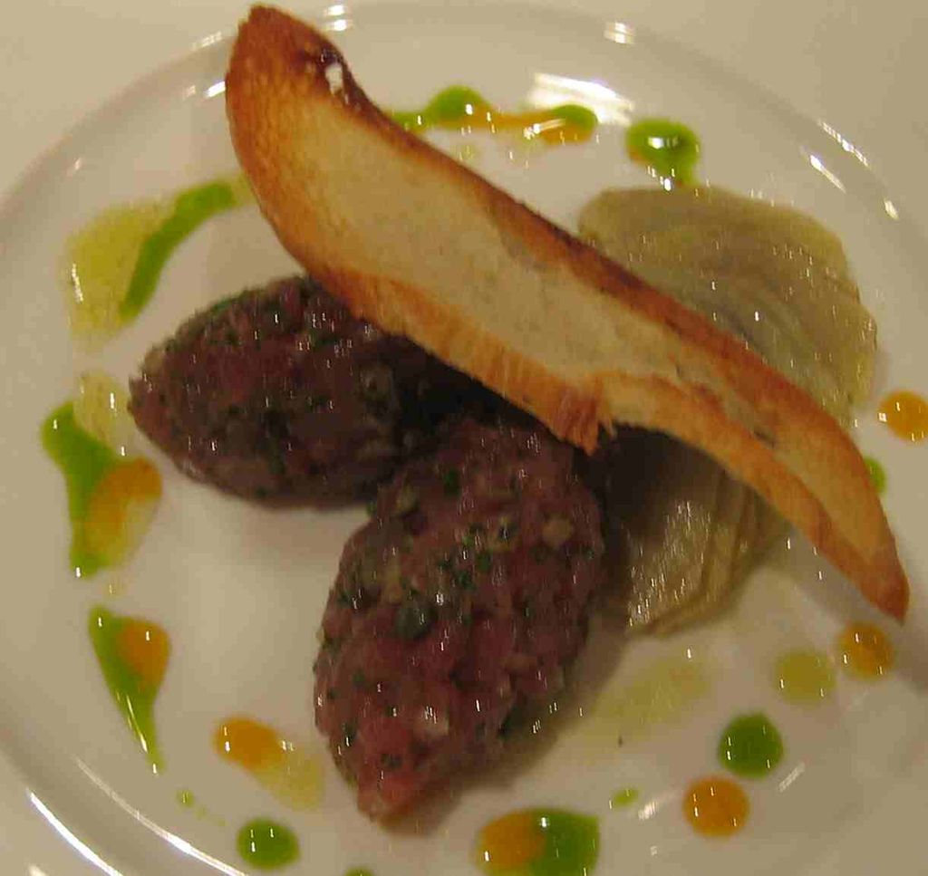 Ahi Tuna Tartar with Artichoke Carpaccio and Bague