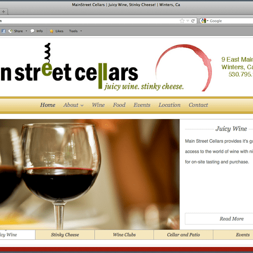 Custom website for wine bar and shop "Main Street 