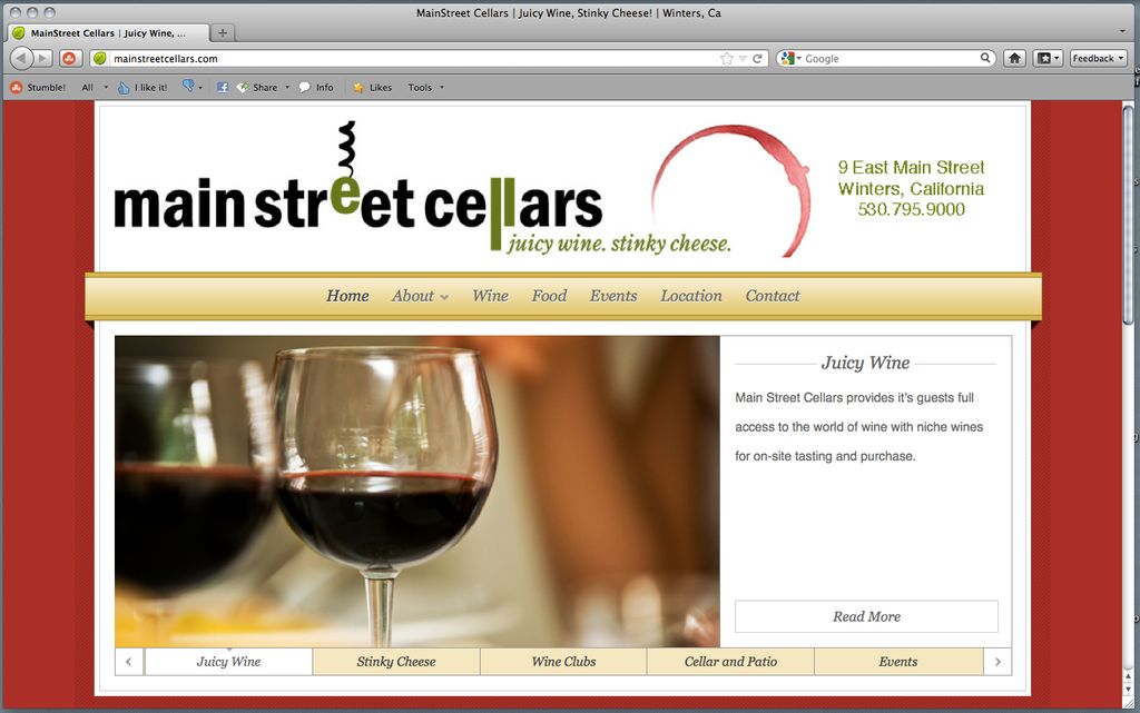 Custom website for wine bar and shop "Main Street 