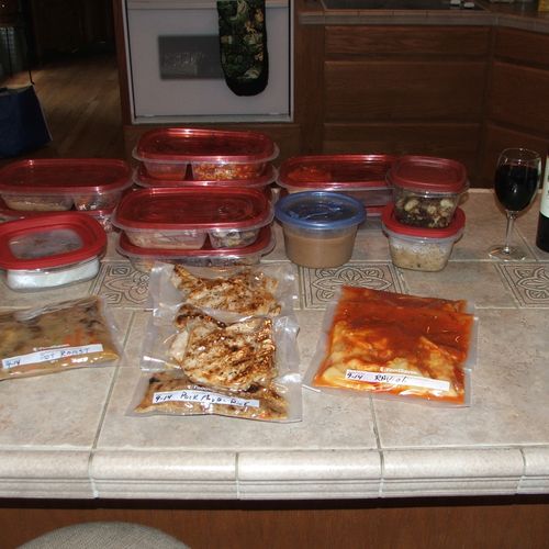 Packaged meals ready for freezer