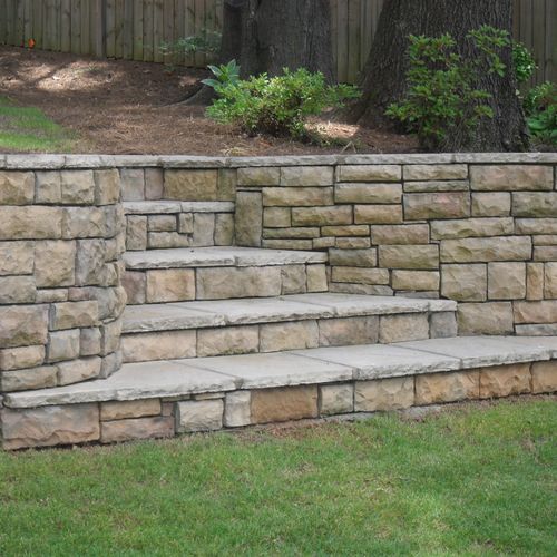 Synthetic Stone wall and steps