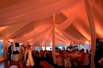 Romantic fabric draping with up-lights