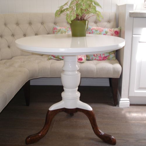 Round Table, Solid Cherry Hardwood and White Lacqu