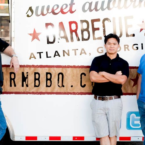 Chilling in front of the Sweet Auburn BBQ Trailer.