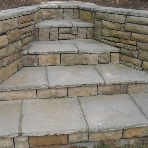 Stone steps and wall