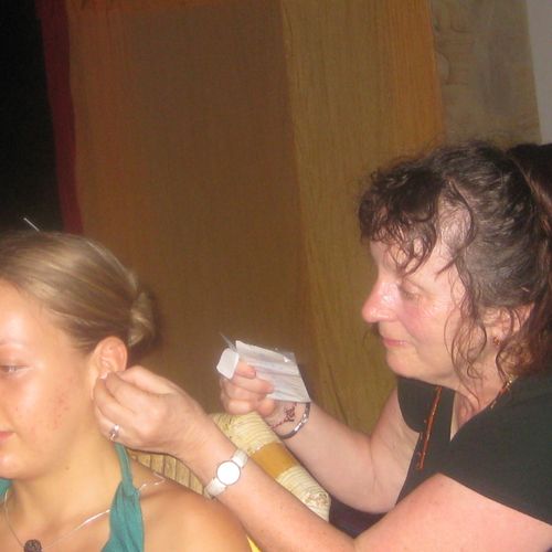 A detail of me giving ear acupuncture.