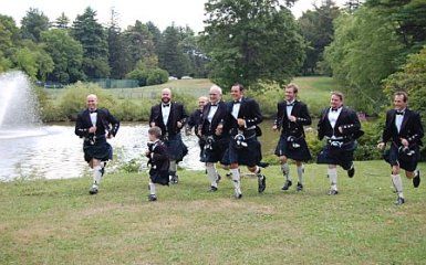 The men wore traditional Kilts. The wedding was am