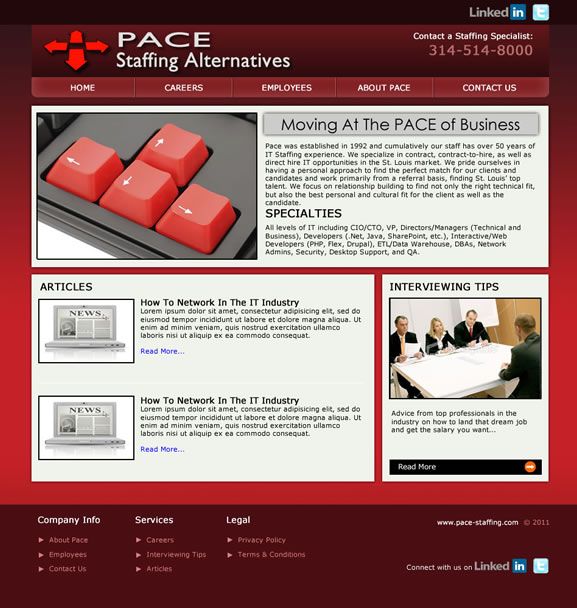 Pace Staffing Alternatives - Freelance web site. W