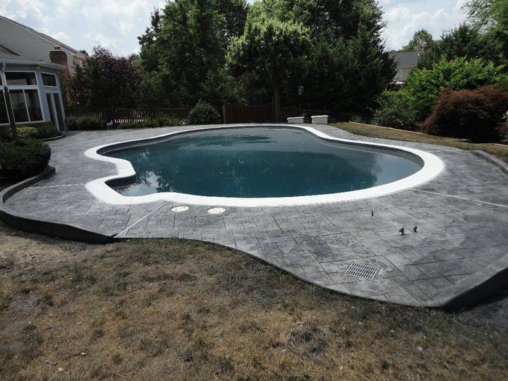 Stamped concrete pool deck