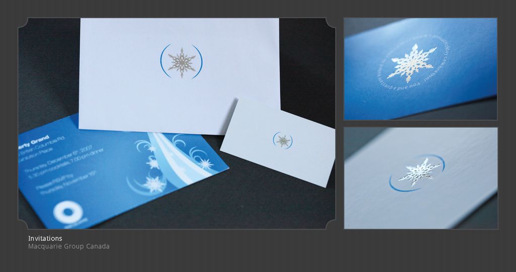 Holiday invitations designed and printed for Macqu