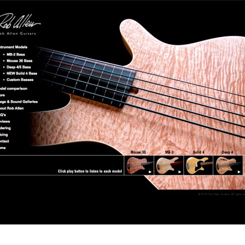 Website created for a bass guitar designer in LA.