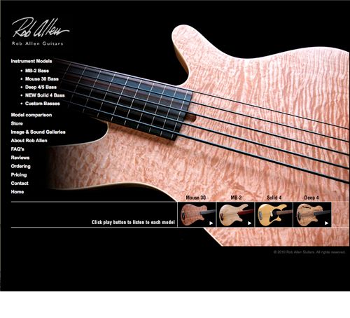 Website created for a bass guitar designer in LA.