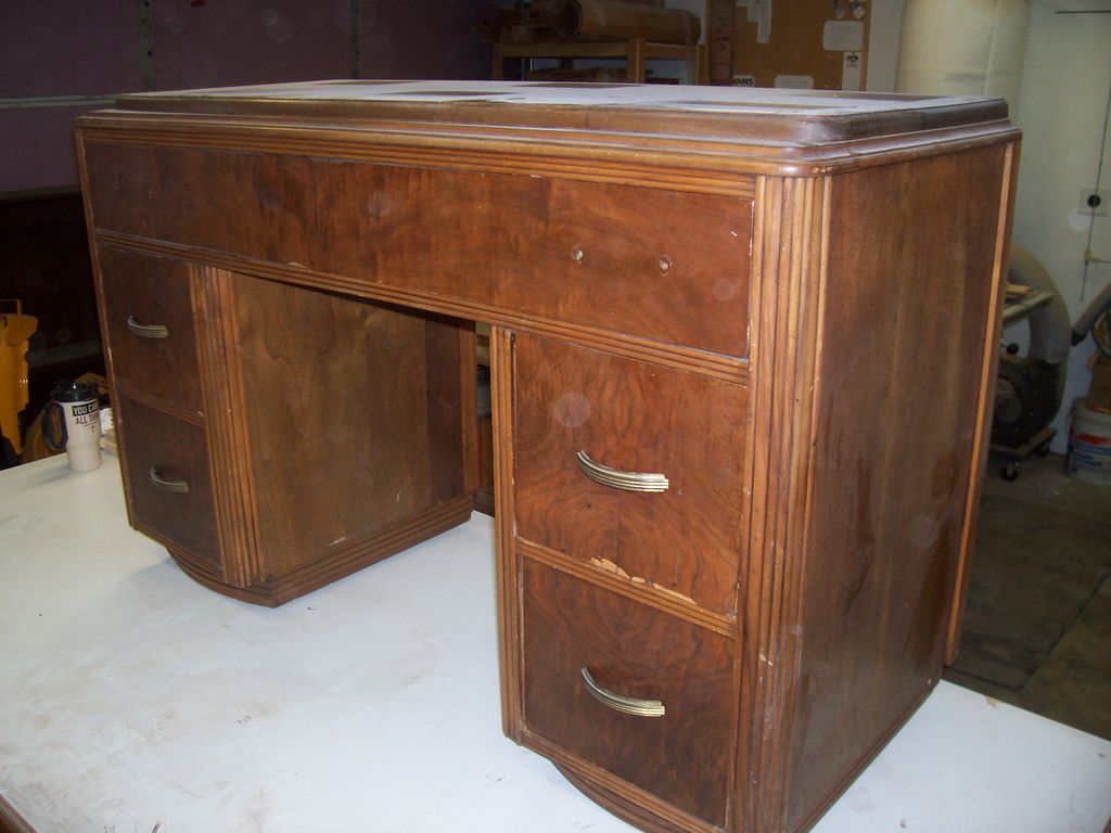 Walnut desk recovered from an old barn before rest