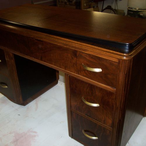 Walnut desk after restoration