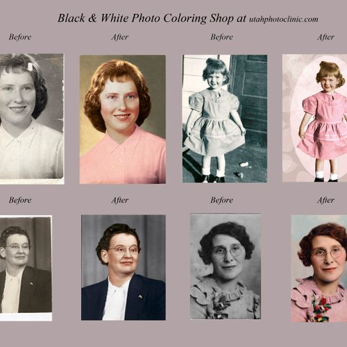 Colorizing a Black & White Photo Examples; Shop at