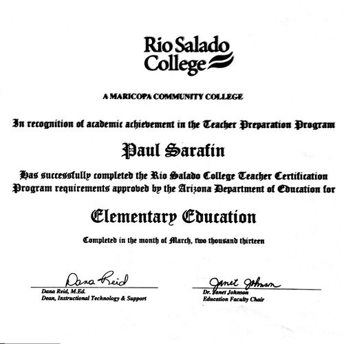 Education Certificate