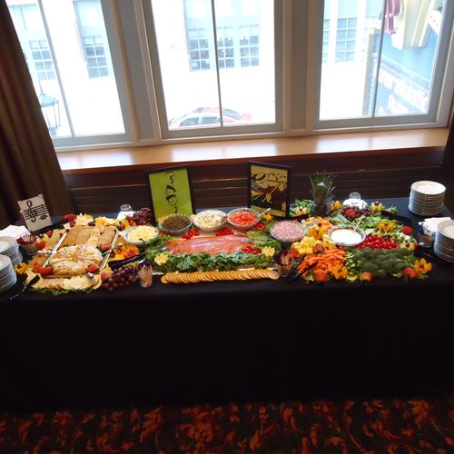 Gala food table at the Palace Theater in Waterbury