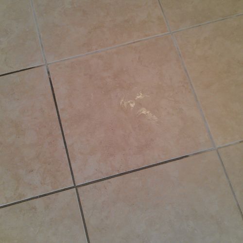 Half of grout is clean and half ready to be cleane