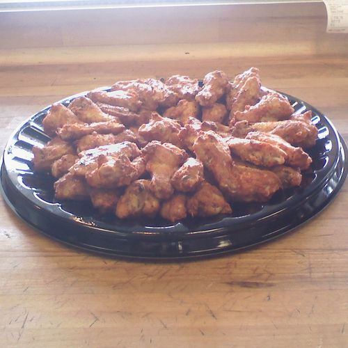 Yum!  Nothing like our catering tray of Wings to k