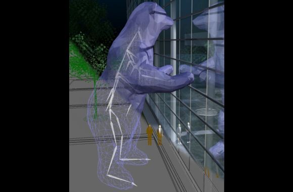 How the Big Blue Bear was posed for sculptor
