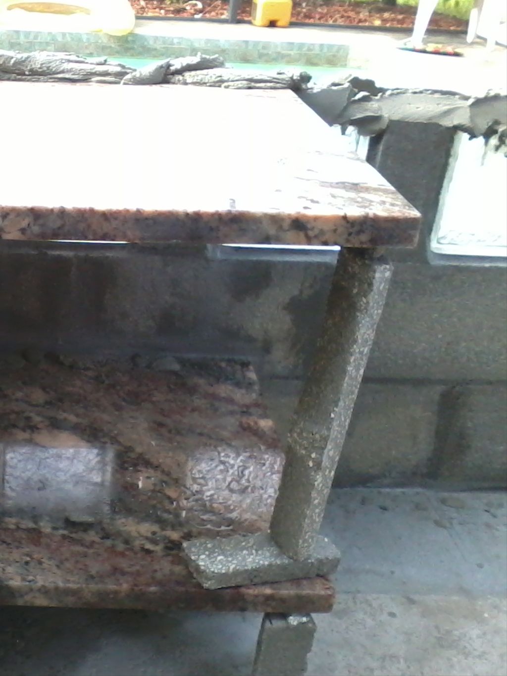 granite shelves are incorperated into the steel re