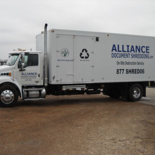 Alliance Document Shredding on site shred truck