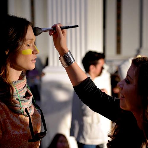 Backstage prepping models for LA Fashion Week with