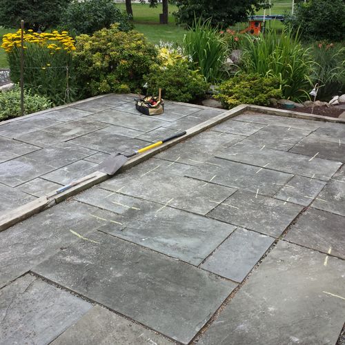 raised and re-leveled patio pavers