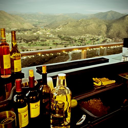 Mixing drinks with a view.