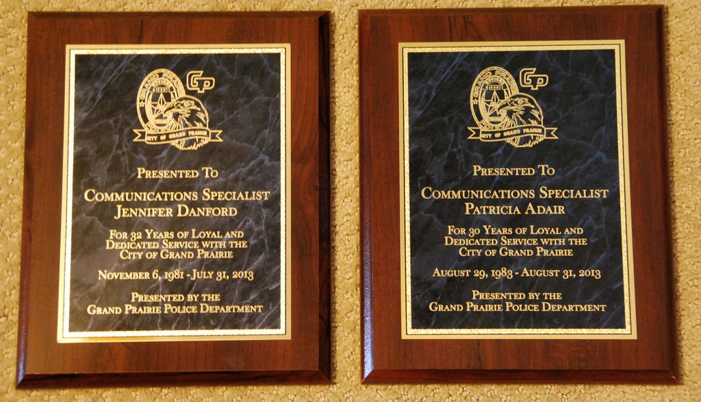 Retirement Plaques for a local Police Department.