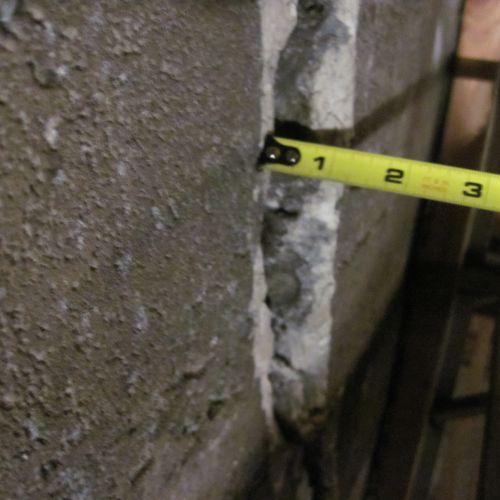 Here is a crack in a foundation wall found during 