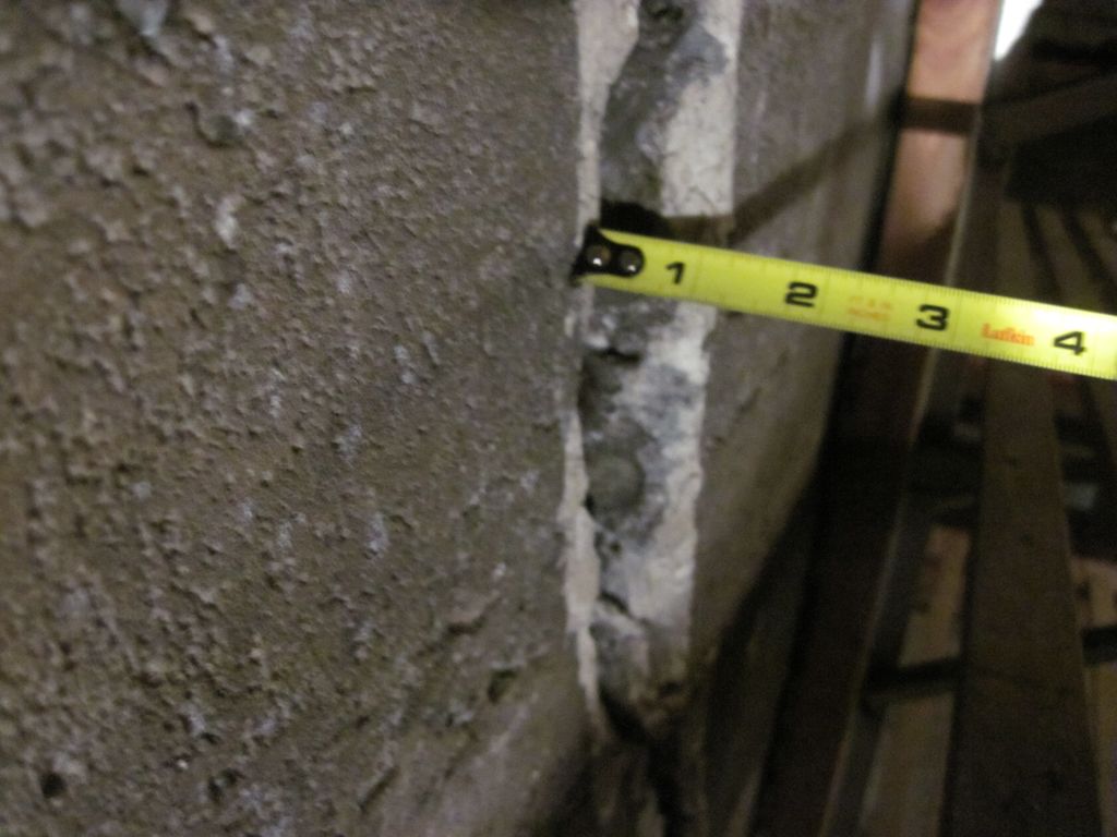 Here is a crack in a foundation wall found during 