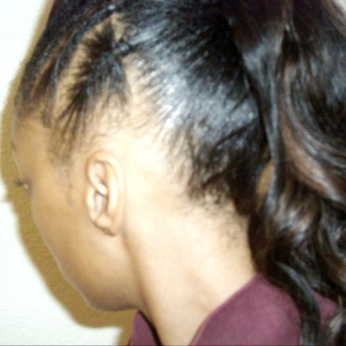 hair
front twist with pony curled