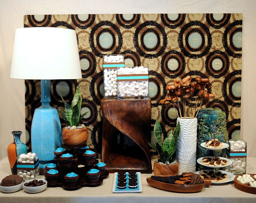 mid-modern styled candy and dessert buffet