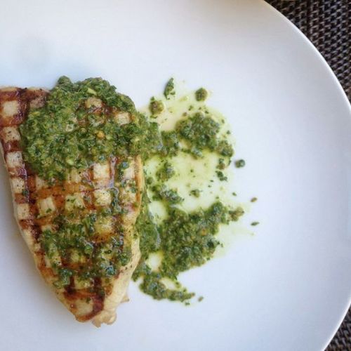 Grilled Swordfish with Herb Caper Sauce